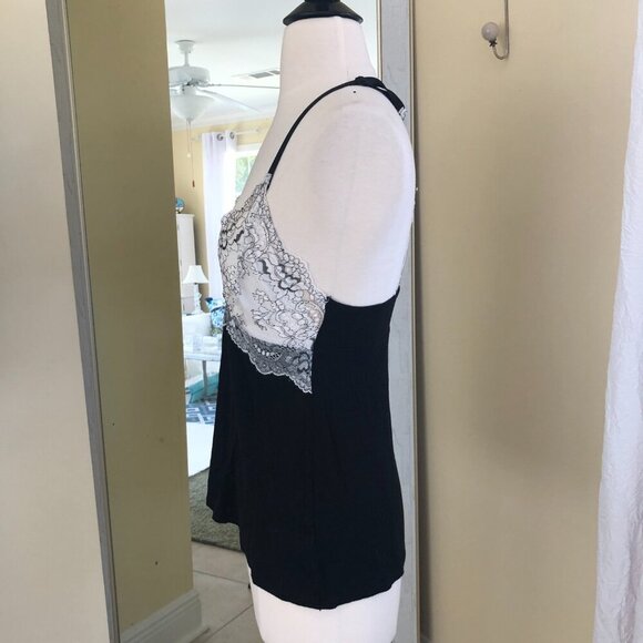 Nicole Miller Black Lace Tank Top Small Slinky Whimsigoth Babydoll Coquette - Picture 4 of 8